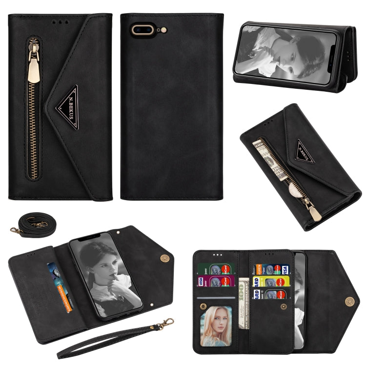 Skin Feel Zipper Horizontal Flip Leather Case with Holder & Card Slots & Photo Frame & Lanyard & Long Rope, For iPhone 6, For iPhone 6 Plus, For iPhone 7 / 8 / SE (2020), For iPhone 7 Plus / 8 Plus, For iPhone 11, For iPhone 11 Pro, For iPhone 11 Pro M...