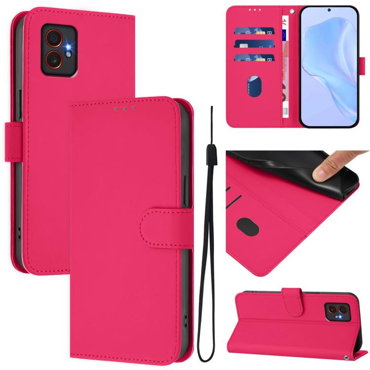 Skin Feel Solid Color Leather Phone Case with Lanyard, For Samsung Galaxy F06 5G / M06 5G, For Samsung Galaxy Xcover7 Pro