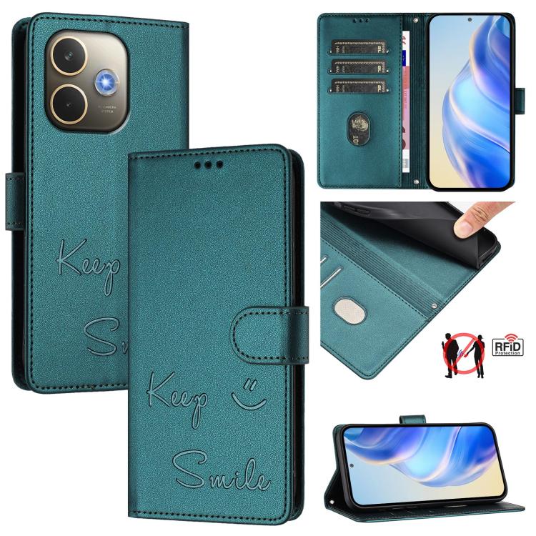 Smile Embossing RFID Leather Phone Case, For OPPO Reno14 Global, For OPPO Find X8s+ 5G, For OPPO Find X8s 5G, For OPPO Find X8 Ultra 5G, For OPPO A5 Pro 5G Global