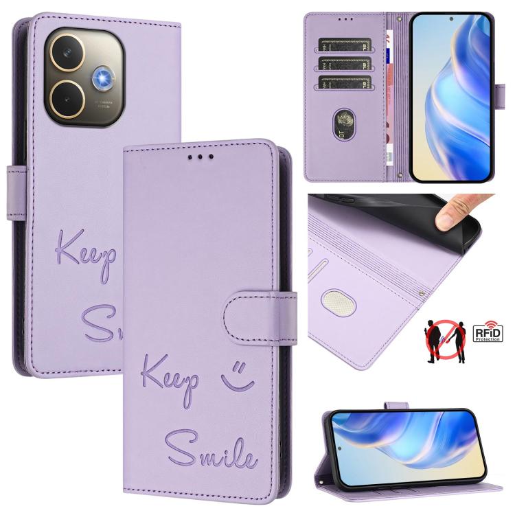 Smile Embossing RFID Leather Phone Case, For OPPO Reno14 Global, For OPPO Find X8s+ 5G, For OPPO Find X8s 5G, For OPPO Find X8 Ultra 5G, For OPPO A5 Pro 5G Global