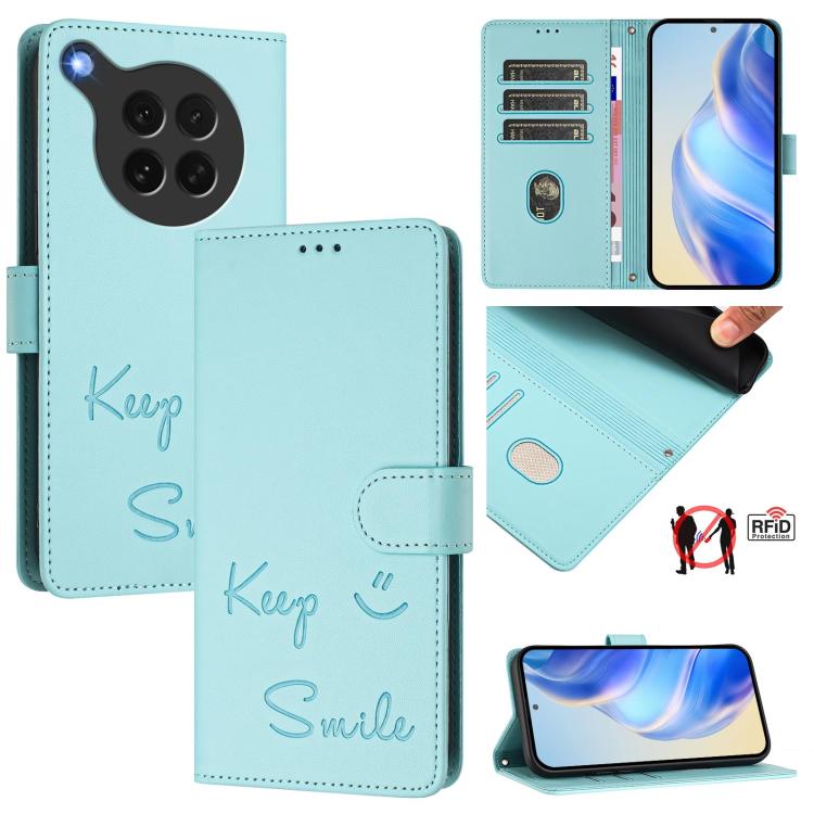 Smile Embossing RFID Leather Phone Case, For OPPO Reno14 Global, For OPPO Find X8s+ 5G, For OPPO Find X8s 5G, For OPPO Find X8 Ultra 5G, For OPPO A5 Pro 5G Global