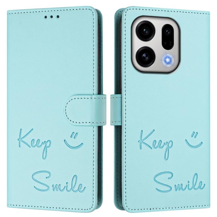 Smile Embossing RFID Leather Phone Case, For OPPO Find X9, For OPPO A6 GT 5G, For OPPO Find X9 Pro, For OPPO K13 Turbo 5G, For OPPO Reno14 F 5G, For OPPO A5x 5G / 4G Global, For OPPO A5 5G Global, For OPPO Reno14 Pro Global