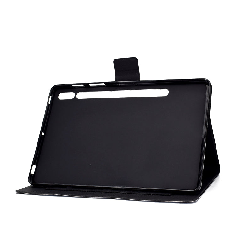 Electric Pressed Left Right Flat Leather Case with Sleep Function Pen Cover & Card Slot & Holder, For Samsung Galaxy Tab S8 / Galaxy Tab S7 T870