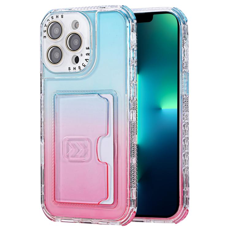 Gradient Color TPU + PC Card Slot Full Coverage Phone Case, For iPhone 13 Pro Max, For iPhone 13 / 14, For iPhone 12 Pro Max