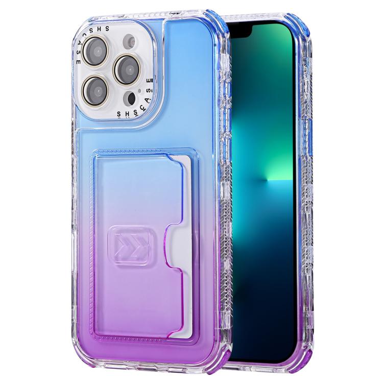 Gradient Color TPU + PC Card Slot Full Coverage Phone Case, For iPhone 13 Pro Max, For iPhone 13 / 14, For iPhone 12 Pro Max