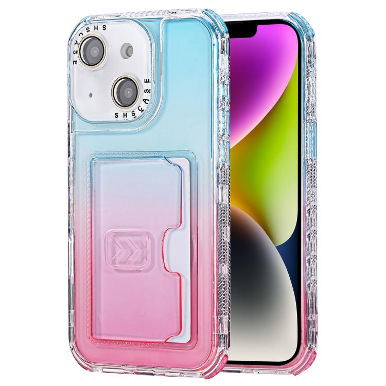 Gradient Color TPU + PC Card Slot Full Coverage Phone Case, For iPhone 13 Pro Max, For iPhone 13 / 14, For iPhone 12 Pro Max