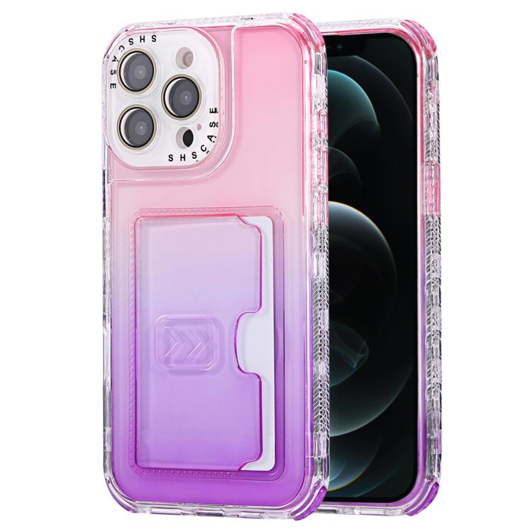 Gradient Color TPU + PC Card Slot Full Coverage Phone Case, For iPhone 13 Pro Max, For iPhone 13 / 14, For iPhone 12 Pro Max