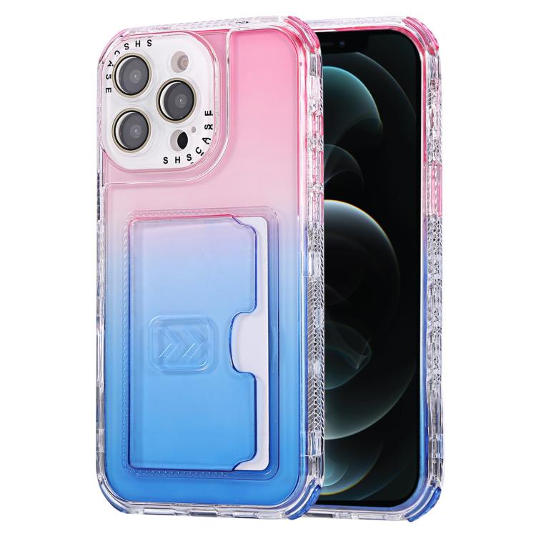 Gradient Color TPU + PC Card Slot Full Coverage Phone Case, For iPhone 13 Pro Max, For iPhone 13 / 14, For iPhone 12 Pro Max