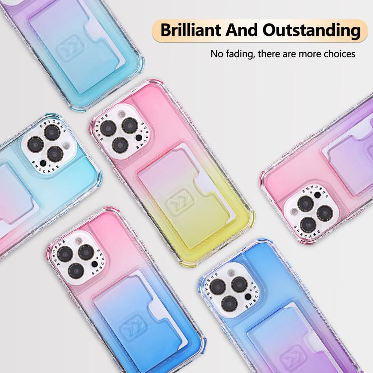 Gradient Color TPU + PC Card Slot Full Coverage Phone Case, For iPhone 13 Pro Max, For iPhone 13 / 14, For iPhone 12 Pro Max