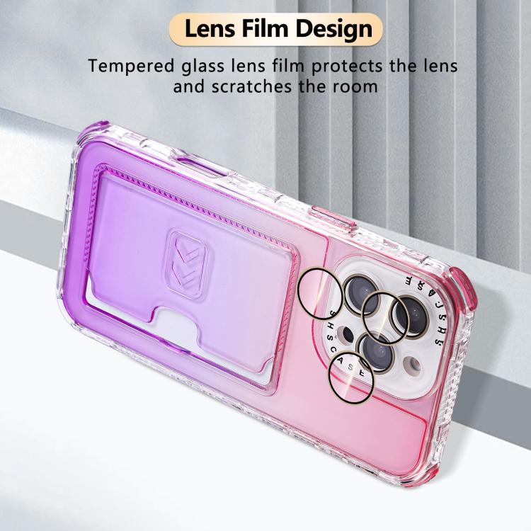Gradient Color TPU + PC Card Slot Full Coverage Phone Case, For iPhone 13 Pro Max, For iPhone 13 / 14, For iPhone 12 Pro Max