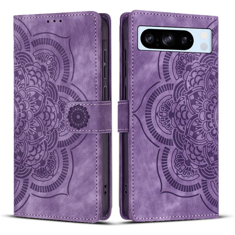 Mandala Embossed Retro Frosted Leather Phone Case, For Google Pixel 10a, For Google Pixel 9a, For Google Pixel 9 Pro XL, For Google Pixel 9 / 9 Pro, For Google Pixel 8a, For Google Pixel 8 Pro, For Google Pixel 8