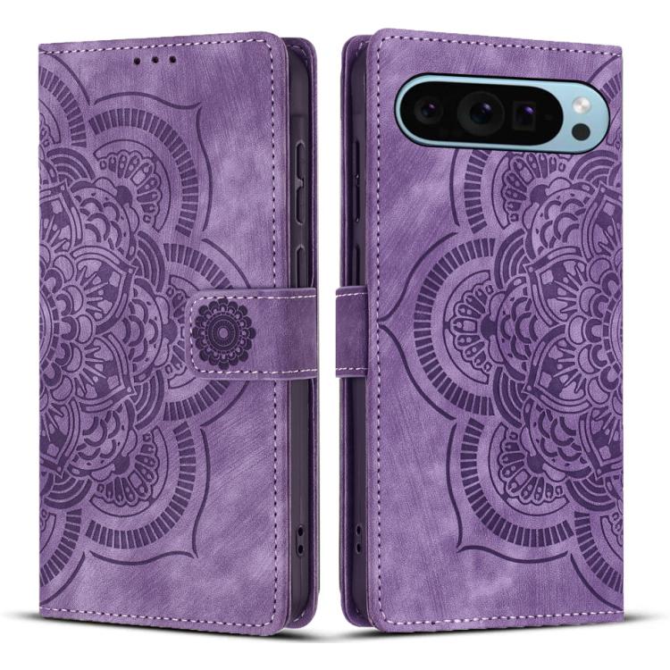 Mandala Embossed Retro Frosted Leather Phone Case, For Google Pixel 10a, For Google Pixel 9a, For Google Pixel 9 Pro XL, For Google Pixel 9 / 9 Pro, For Google Pixel 8a, For Google Pixel 8 Pro, For Google Pixel 8