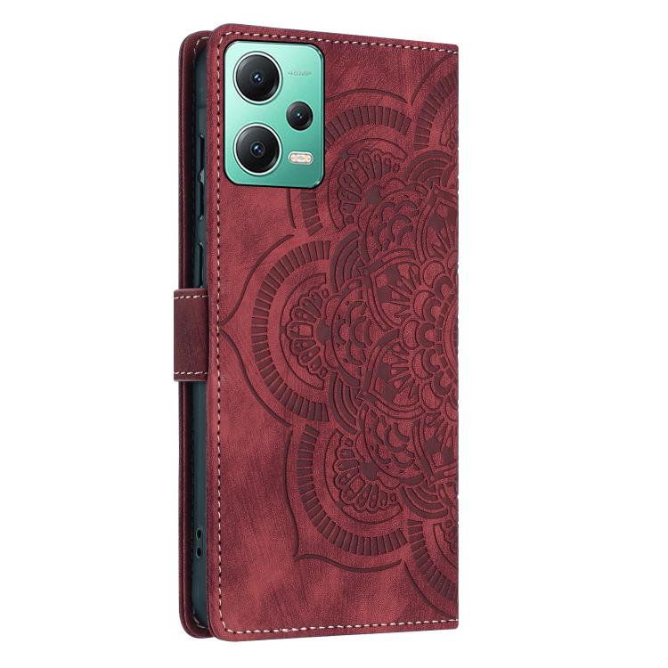 Mandala Embossed Retro Frosted Leather Phone Case, For Xiaomi Poco X5 / Redmi Note 12 5G