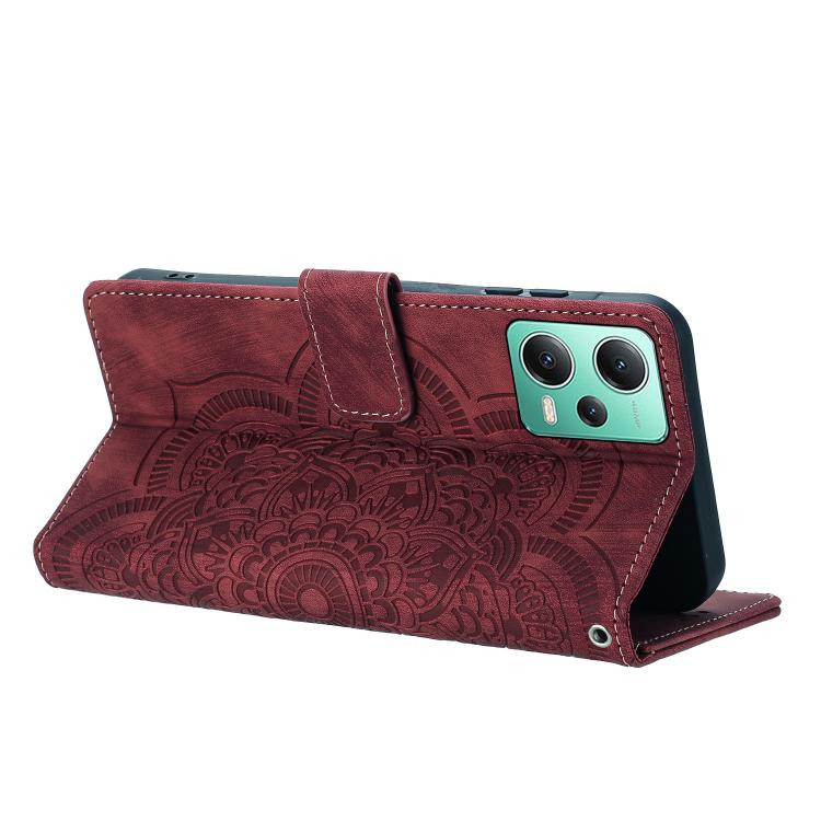 Mandala Embossed Retro Frosted Leather Phone Case, For Xiaomi Poco X5 / Redmi Note 12 5G