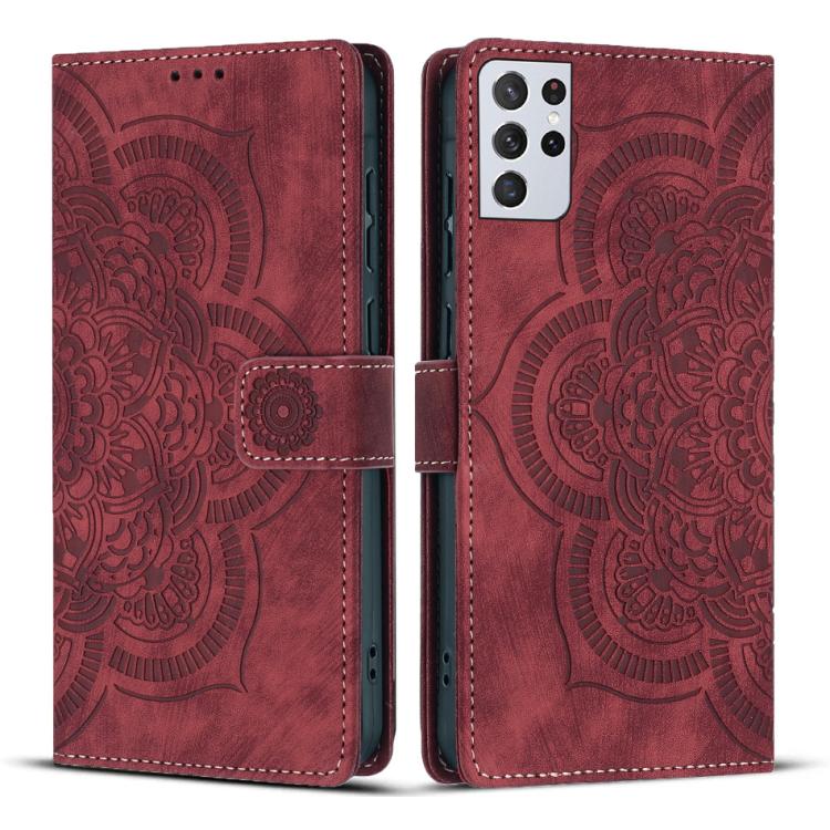 Mandala Embossed Retro Frosted Leather Phone Case, For Samsung Galaxy S22 Ultra 5G, For Samsung Galaxy S22+ 5G, For Samsung Galaxy S22 5G, For Samsung Galaxy S21 FE 5G, For Samsung Galaxy S21 5G, For Samsung Galaxy S21+ 5G, For Samsung Galaxy S21 Ultra 5G