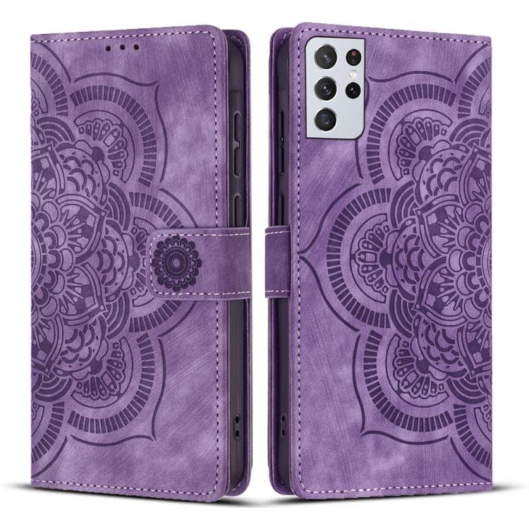 Mandala Embossed Retro Frosted Leather Phone Case, For Samsung Galaxy S22 Ultra 5G, For Samsung Galaxy S22+ 5G, For Samsung Galaxy S22 5G, For Samsung Galaxy S21 FE 5G, For Samsung Galaxy S21 5G, For Samsung Galaxy S21+ 5G, For Samsung Galaxy S21 Ultra 5G