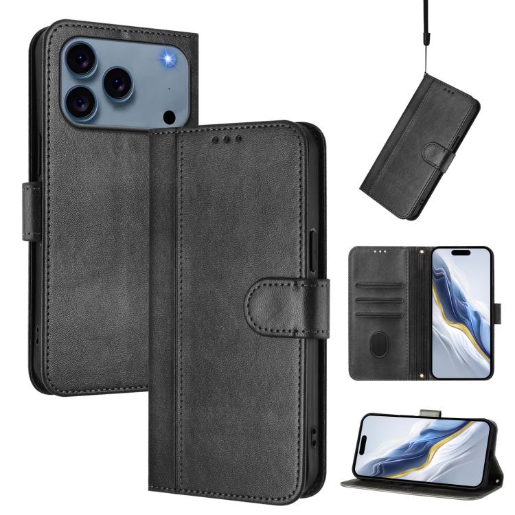 Line Splicing Buckle Retro Leather Phone Case, For iPhone 18 Pro / 17 Pro, For iPhone 18 Pro Max / 17 Pro Max, For iPhone 17e / 16e, For iPhone 17, For iPhone Air, For iPhone 16 Pro Max