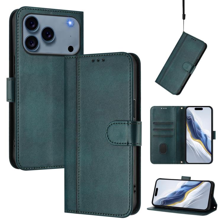 Line Splicing Buckle Retro Leather Phone Case, For iPhone 18 Pro / 17 Pro, For iPhone 18 Pro Max / 17 Pro Max, For iPhone 17e / 16e, For iPhone 17, For iPhone Air, For iPhone 16 Pro Max