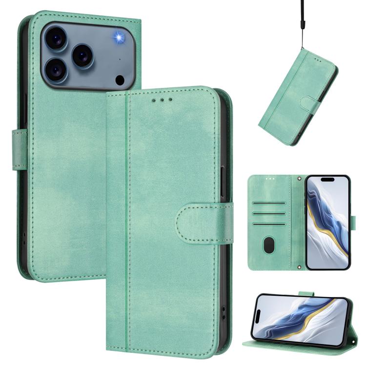 Line Splicing Buckle Retro Leather Phone Case, For iPhone 18 Pro / 17 Pro, For iPhone 18 Pro Max / 17 Pro Max, For iPhone 17e / 16e, For iPhone 17, For iPhone Air, For iPhone 16 Pro Max
