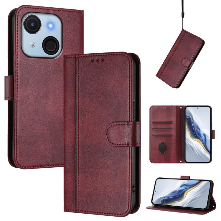 Line Splicing Buckle Retro Leather Phone Case, For itel Power 70, For itel S25 Ultra 4G, For itel S25 4G, For itel A80 4G, For itel A50C, For itel A50