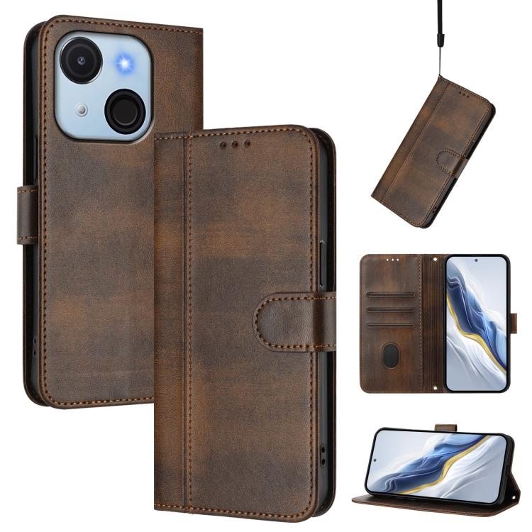 Line Splicing Buckle Retro Leather Phone Case, For itel Power 70, For itel S25 Ultra 4G, For itel S25 4G, For itel A80 4G, For itel A50C, For itel A50