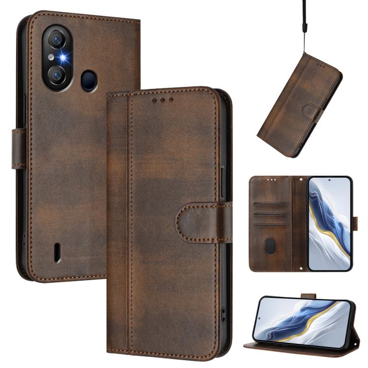 Line Splicing Buckle Retro Leather Phone Case, For itel A200 4G / A200+ 4G, For itel A95 5G, For itel A90 4G, For itel City 100, For itel A58 Lite / A49 Play, For itel P55T 4G / Tecno Spark Go 2024