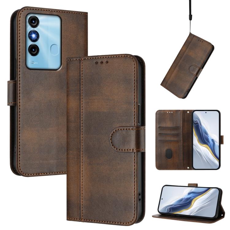Line Splicing Buckle Retro Leather Phone Case, For itel P40, For itel P38, For itel S17 / Vision 3, For itel A48