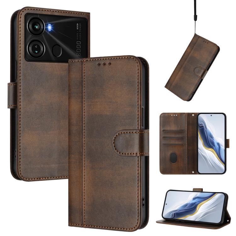 Line Splicing Buckle Retro Leather Phone Case, For itel P40, For itel P38, For itel S17 / Vision 3, For itel A48