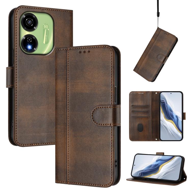 Line Splicing Buckle Retro Leather Phone Case, For itel A23 Pro / A17, For itel P55 5G, For itel RS4, For itel S24, For itel P55+, For itel P55 4G / Infinix Smart 8