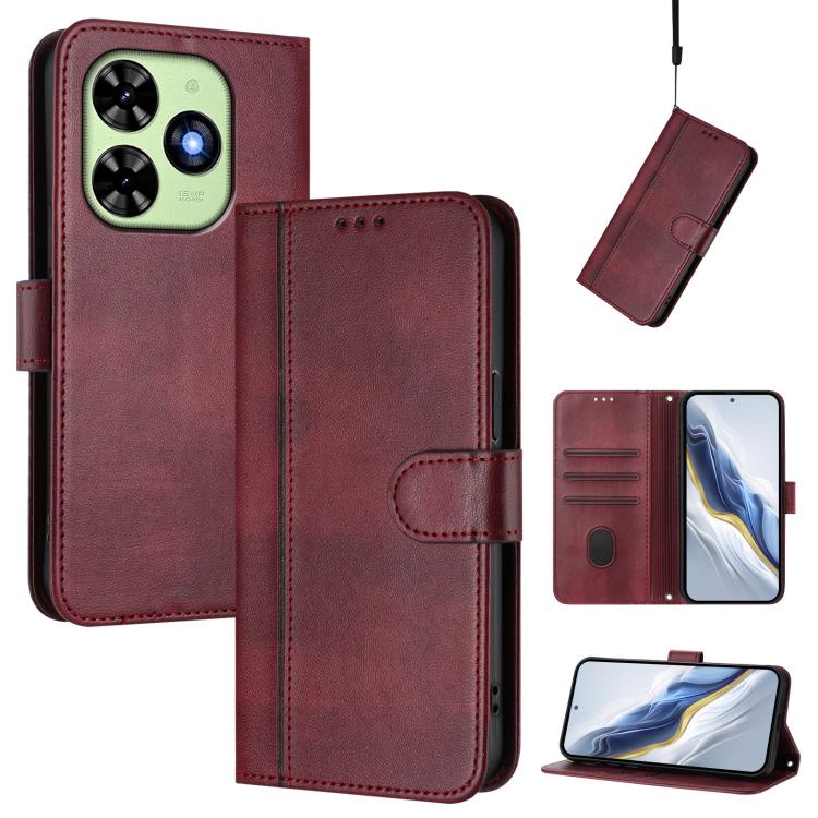 Line Splicing Buckle Retro Leather Phone Case, For itel A200 4G / A200+ 4G, For itel A95 5G, For itel A90 4G, For itel City 100, For itel A58 Lite / A49 Play, For itel P55T 4G / Tecno Spark Go 2024