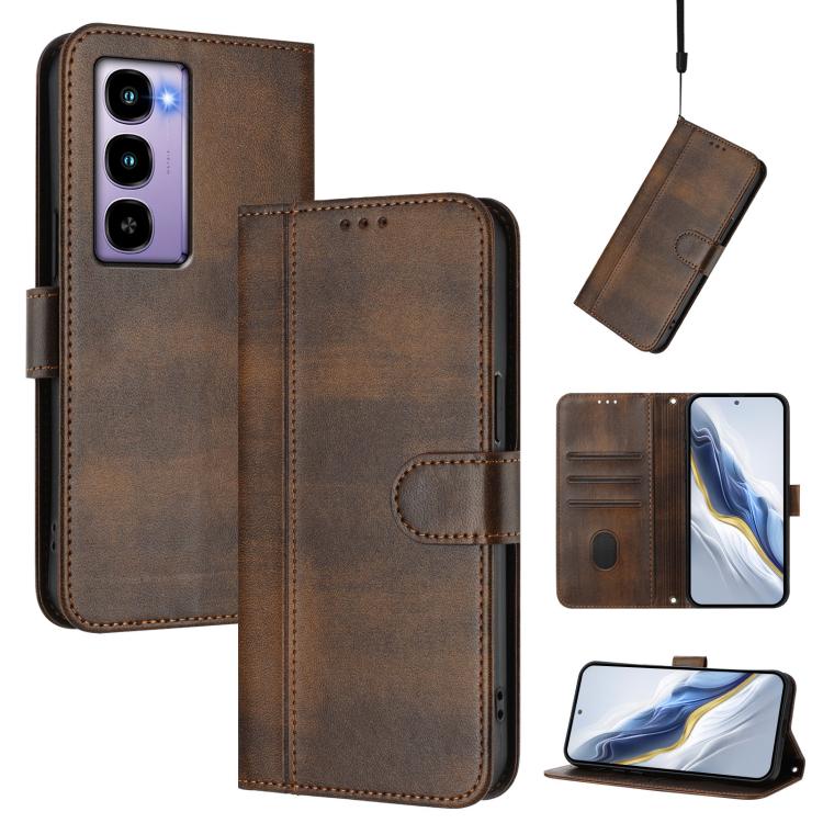 Line Splicing Buckle Retro Leather Phone Case, For itel A200 4G / A200+ 4G, For itel A95 5G, For itel A90 4G, For itel City 100, For itel A58 Lite / A49 Play, For itel P55T 4G / Tecno Spark Go 2024