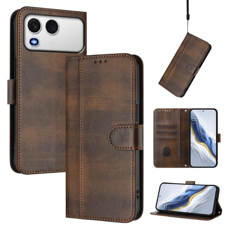 Line Splicing Buckle Retro Leather Phone Case, For itel A200 4G / A200+ 4G, For itel A95 5G, For itel A90 4G, For itel City 100, For itel A58 Lite / A49 Play, For itel P55T 4G / Tecno Spark Go 2024