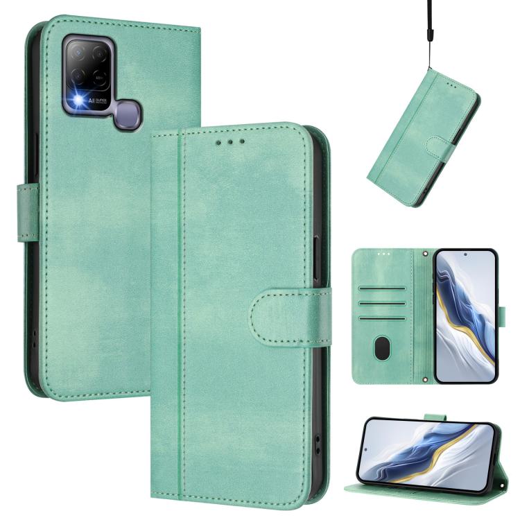 Line Splicing Buckle Retro Leather Phone Case, For Infinix Note 12 4G / Note 12 Pro 4G, For Infinix Note 12 Pro 5G, For Infinix Hot 12 Play, For Infinix Smart 6 / 6 HD, For Infinix Zero 5G 2023, For Infinix Hot 10T / Hot 10S