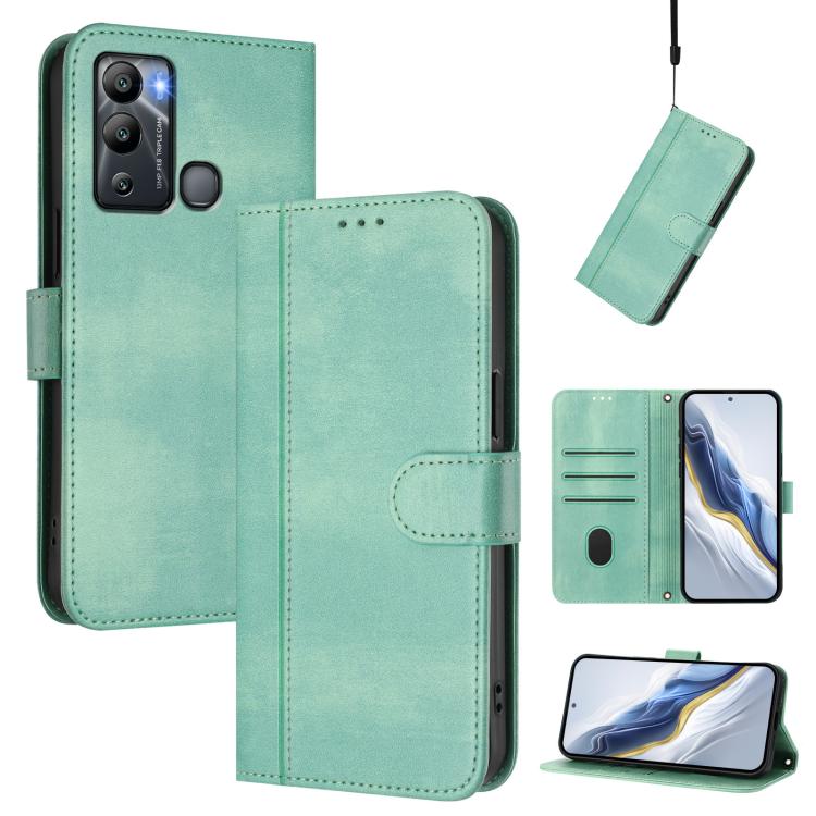 Line Splicing Buckle Retro Leather Phone Case, For Infinix Hot 20 5G, For Infinix Smart 7 / Tecno Pop 7, For Infinix Hot 12i / Hot 20i, For Infinix Hot 20 Play, For Infinix Hot 20 4G, For Infinix Zero 20