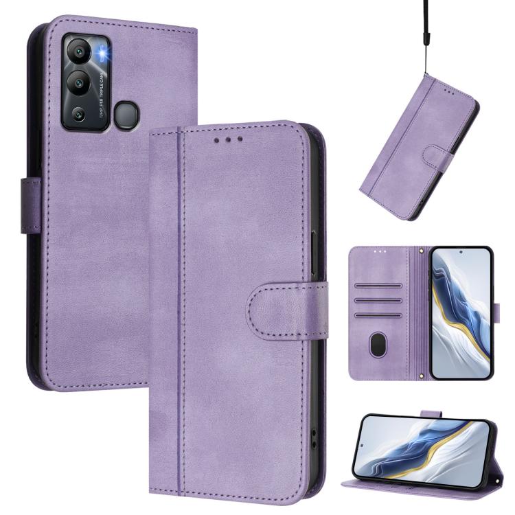 Line Splicing Buckle Retro Leather Phone Case, For Infinix Hot 20 5G, For Infinix Smart 7 / Tecno Pop 7, For Infinix Hot 12i / Hot 20i, For Infinix Hot 20 Play, For Infinix Hot 20 4G, For Infinix Zero 20