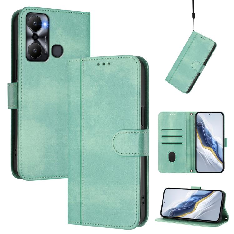 Line Splicing Buckle Retro Leather Phone Case, For Infinix Hot 20 5G, For Infinix Smart 7 / Tecno Pop 7, For Infinix Hot 12i / Hot 20i, For Infinix Hot 20 Play, For Infinix Hot 20 4G, For Infinix Zero 20