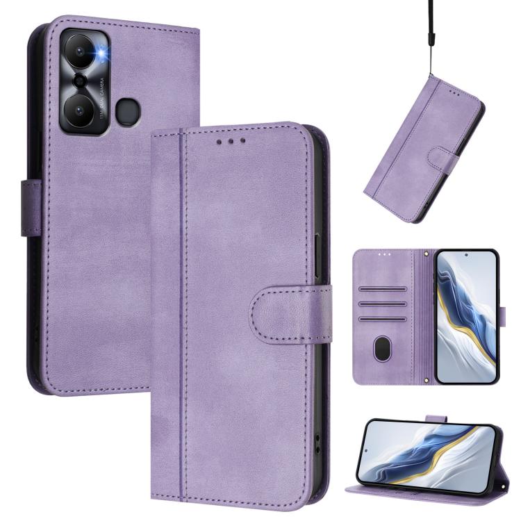 Line Splicing Buckle Retro Leather Phone Case, For Infinix Hot 20 5G, For Infinix Smart 7 / Tecno Pop 7, For Infinix Hot 12i / Hot 20i, For Infinix Hot 20 Play, For Infinix Hot 20 4G, For Infinix Zero 20