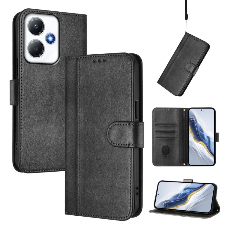 Line Splicing Buckle Retro Leather Phone Case, For Infinix Hot 40 4G / Hot 40 Pro 4G, For Infinix Zero 30 4G, For Infinix Zero 30 5G, For Infinix Hot 30 5G, For Infinix Hot 30 Play 4G / Hot 30 Play NFC, For Infinix Smart 7 Plus / 7 HD / 7 India