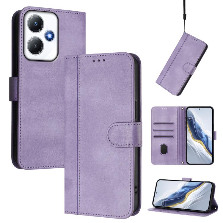 Line Splicing Buckle Retro Leather Phone Case, For Infinix Hot 40 4G / Hot 40 Pro 4G, For Infinix Zero 30 4G, For Infinix Zero 30 5G, For Infinix Hot 30 5G, For Infinix Hot 30 Play 4G / Hot 30 Play NFC, For Infinix Smart 7 Plus / 7 HD / 7 India
