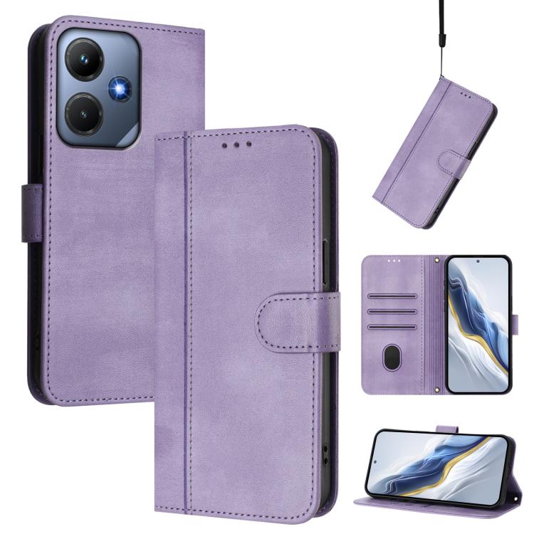 Line Splicing Buckle Retro Leather Phone Case, For Infinix Note 30 4G / 5G, For Infinix Note 30 Pro 4G, For Infinix Note 30 VIP, For Infinix Hot 30i, For Infinix Hot 30 4G, For Infinix Hot 20S / 20 Pro