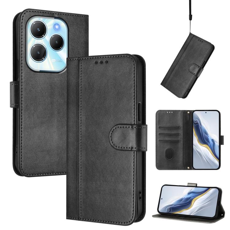 Line Splicing Buckle Retro Leather Phone Case, For Infinix Hot 40 4G / Hot 40 Pro 4G, For Infinix Zero 30 4G, For Infinix Zero 30 5G, For Infinix Hot 30 5G, For Infinix Hot 30 Play 4G / Hot 30 Play NFC, For Infinix Smart 7 Plus / 7 HD / 7 India