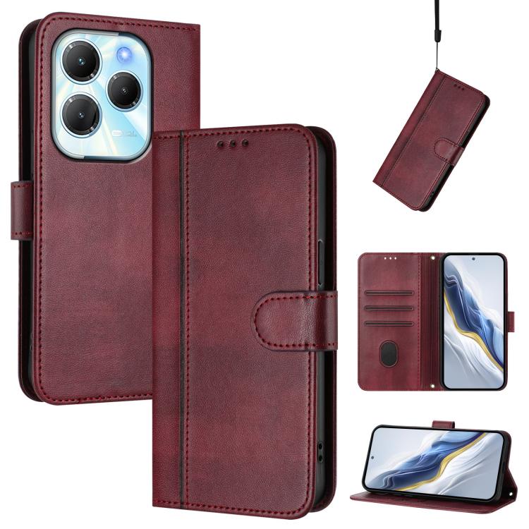 Line Splicing Buckle Retro Leather Phone Case, For Infinix Hot 40 4G / Hot 40 Pro 4G, For Infinix Zero 30 4G, For Infinix Zero 30 5G, For Infinix Hot 30 5G, For Infinix Hot 30 Play 4G / Hot 30 Play NFC, For Infinix Smart 7 Plus / 7 HD / 7 India
