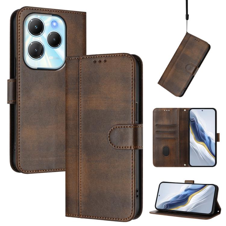 Line Splicing Buckle Retro Leather Phone Case, For Infinix Hot 40 4G / Hot 40 Pro 4G, For Infinix Zero 30 4G, For Infinix Zero 30 5G, For Infinix Hot 30 5G, For Infinix Hot 30 Play 4G / Hot 30 Play NFC, For Infinix Smart 7 Plus / 7 HD / 7 India
