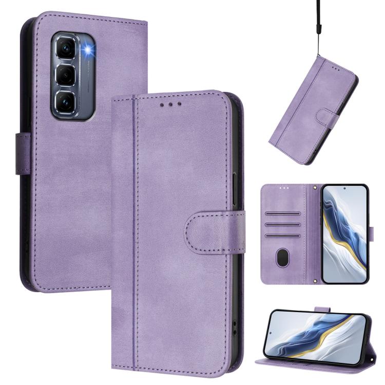 Line Splicing Buckle Retro Leather Phone Case, For Infinix Note 50s, For Infinix Note 50 Pro 4G / 50 4G, For Infinix Hot 50i 4G / Smart 9 4G / 9 HD, For Infinix Hot 50 Pro+ 4G, For Infinix Hot 50 4G, For Infinix Hot 50 5G