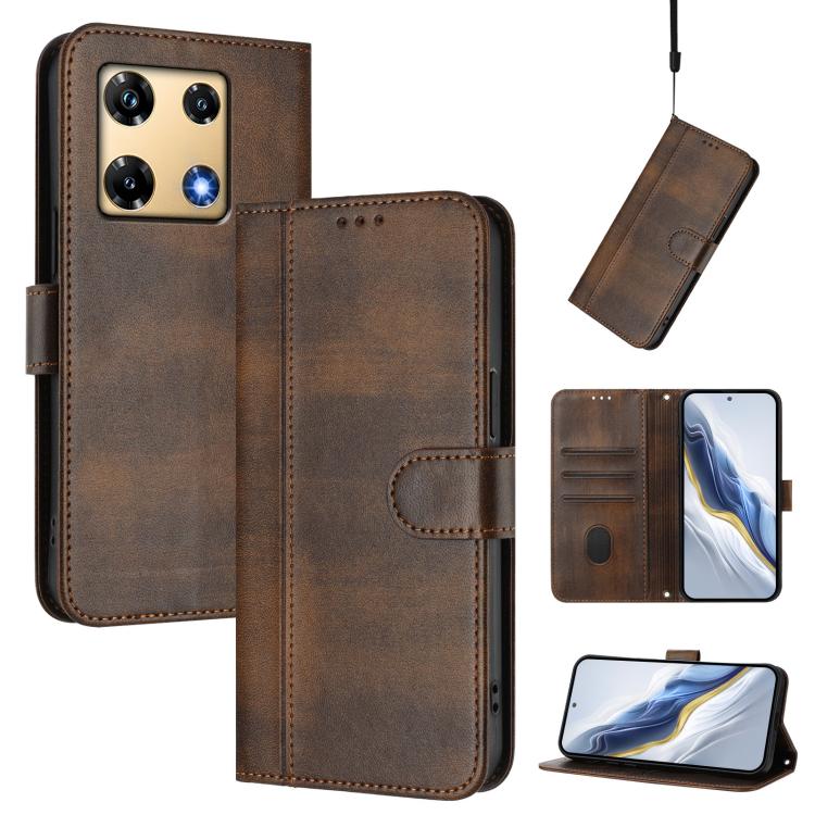 Line Splicing Buckle Retro Leather Phone Case, For Infinix Note 30 4G / 5G, For Infinix Note 30 Pro 4G, For Infinix Note 30 VIP, For Infinix Hot 30i, For Infinix Hot 30 4G, For Infinix Hot 20S / 20 Pro