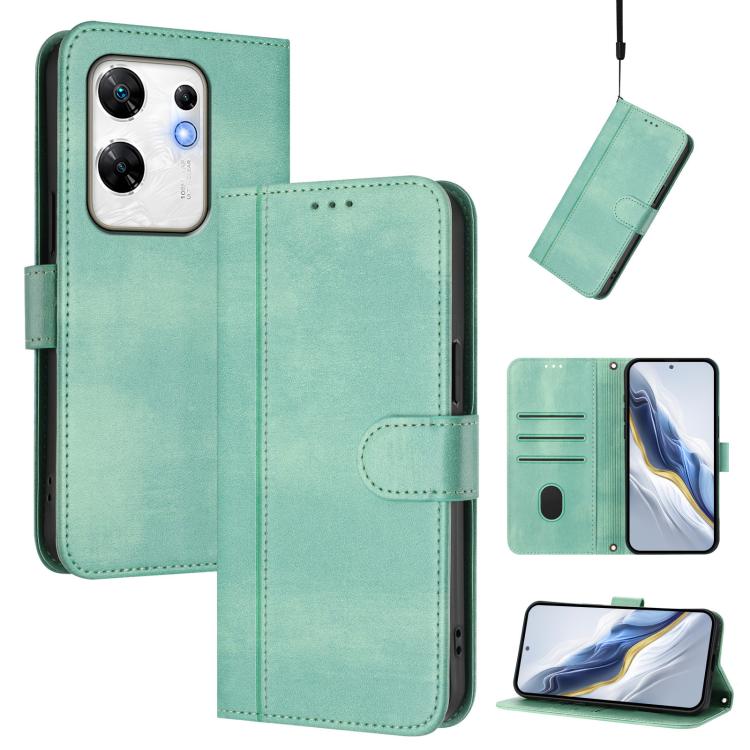 Line Splicing Buckle Retro Leather Phone Case, For Infinix Hot 40 4G / Hot 40 Pro 4G, For Infinix Zero 30 4G, For Infinix Zero 30 5G, For Infinix Hot 30 5G, For Infinix Hot 30 Play 4G / Hot 30 Play NFC, For Infinix Smart 7 Plus / 7 HD / 7 India