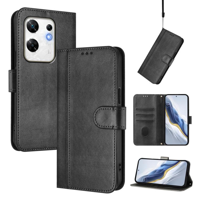 Line Splicing Buckle Retro Leather Phone Case, For Infinix Hot 40 4G / Hot 40 Pro 4G, For Infinix Zero 30 4G, For Infinix Zero 30 5G, For Infinix Hot 30 5G, For Infinix Hot 30 Play 4G / Hot 30 Play NFC, For Infinix Smart 7 Plus / 7 HD / 7 India