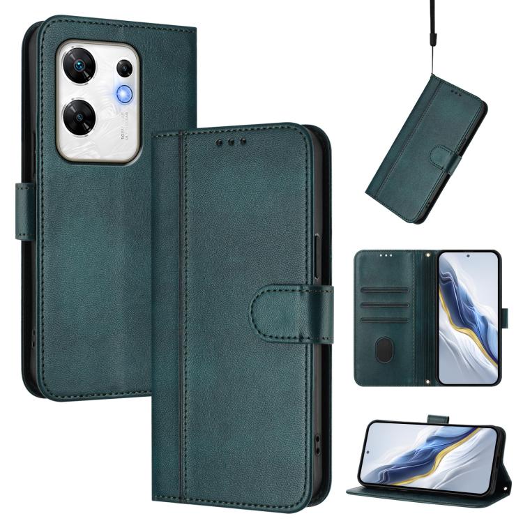 Line Splicing Buckle Retro Leather Phone Case, For Infinix Hot 40 4G / Hot 40 Pro 4G, For Infinix Zero 30 4G, For Infinix Zero 30 5G, For Infinix Hot 30 5G, For Infinix Hot 30 Play 4G / Hot 30 Play NFC, For Infinix Smart 7 Plus / 7 HD / 7 India