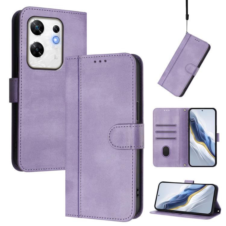 Line Splicing Buckle Retro Leather Phone Case, For Infinix Hot 40 4G / Hot 40 Pro 4G, For Infinix Zero 30 4G, For Infinix Zero 30 5G, For Infinix Hot 30 5G, For Infinix Hot 30 Play 4G / Hot 30 Play NFC, For Infinix Smart 7 Plus / 7 HD / 7 India