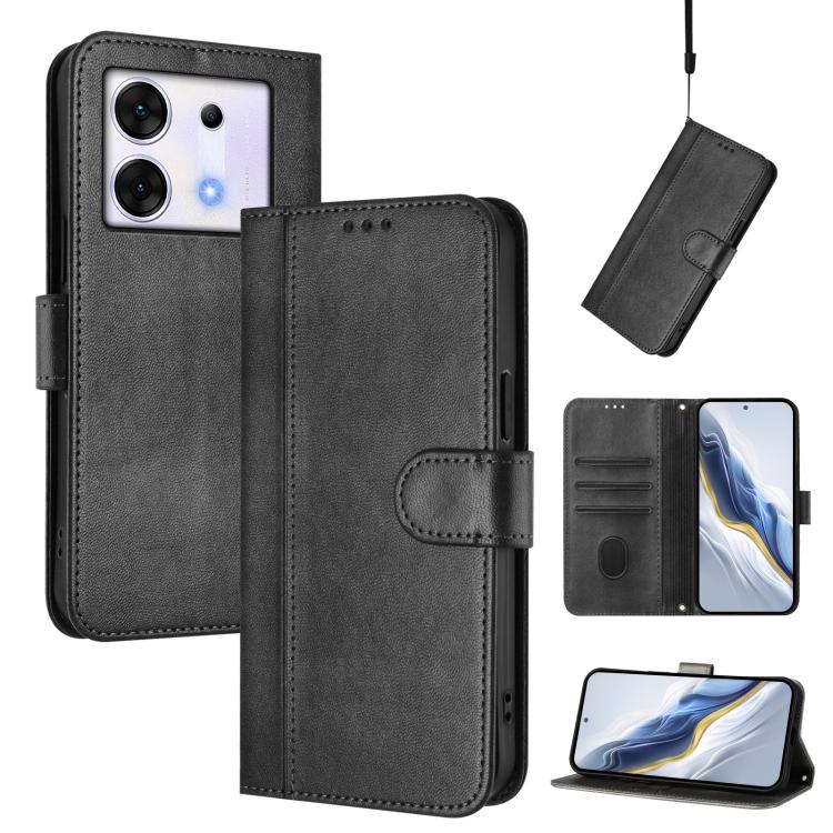 Line Splicing Buckle Retro Leather Phone Case, For Infinix Hot 40 4G / Hot 40 Pro 4G, For Infinix Zero 30 4G, For Infinix Zero 30 5G, For Infinix Hot 30 5G, For Infinix Hot 30 Play 4G / Hot 30 Play NFC, For Infinix Smart 7 Plus / 7 HD / 7 India